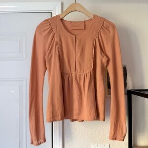 Loup Charmant peach orange soft hook eye bib prairie cottage long sleeve blouse